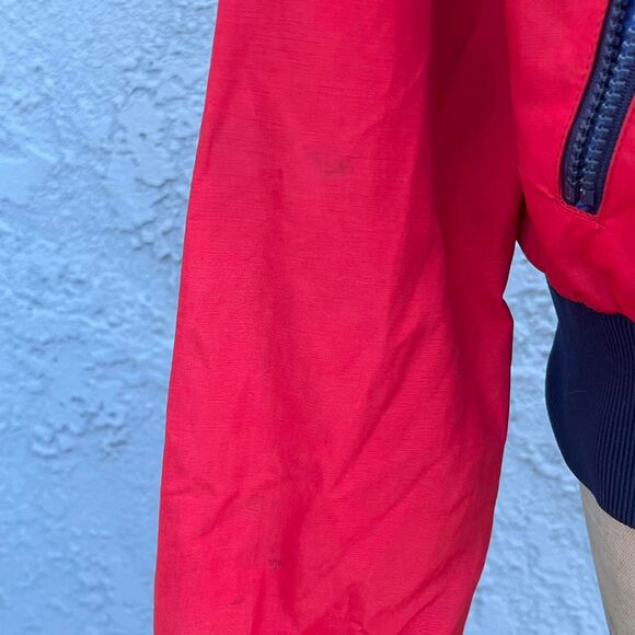 Red 80s Color Block Windbreaker Preppy Jacket Size Large - Picture 7 of 8